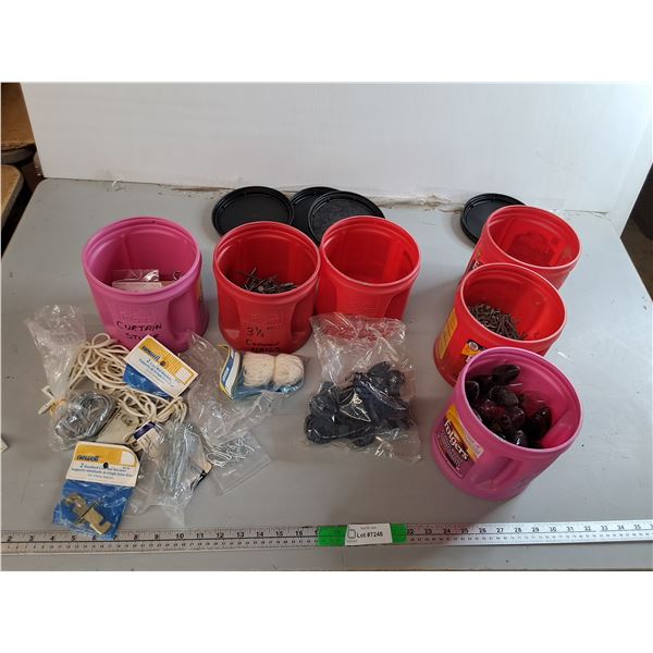 3 1/2" Nails, Tarp Clips, Curtain Accessories, Misc.