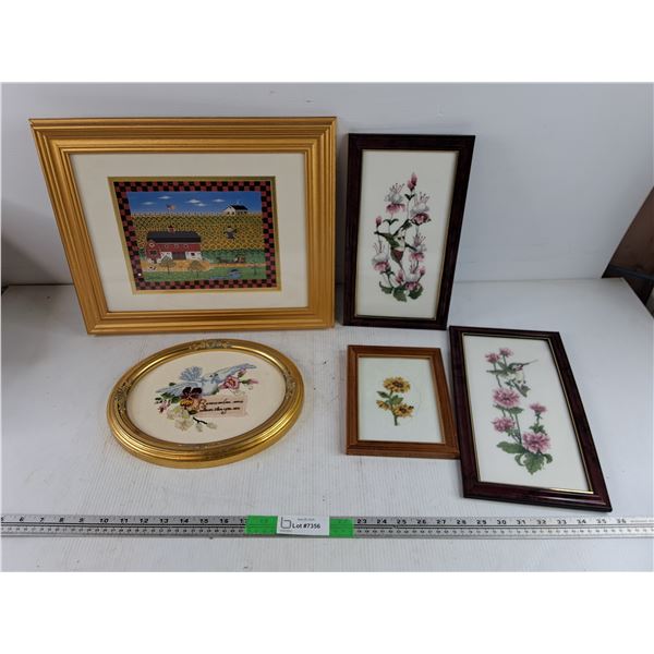 Framed Embroidery Wall Art & Framed USA Farm Print