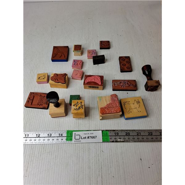 Collection Of Wood-Mounted Rubber Stamps