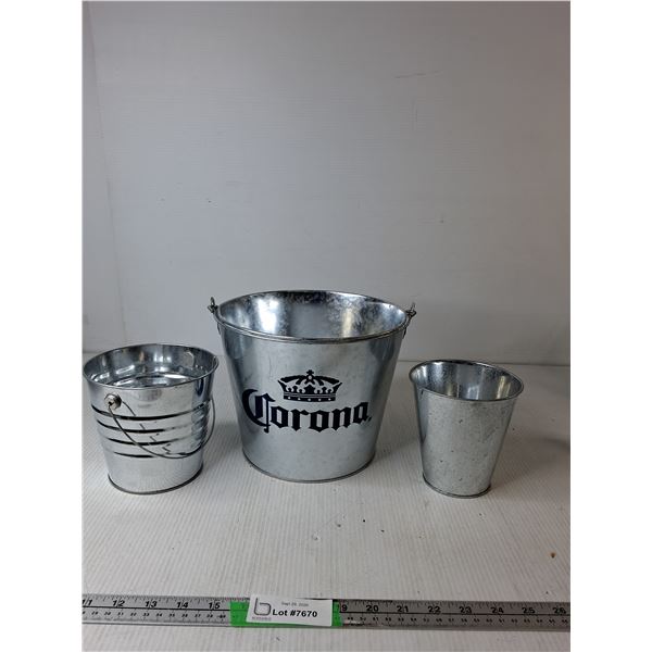 (3) Tin Buckets (Up To 19", cannot ship)