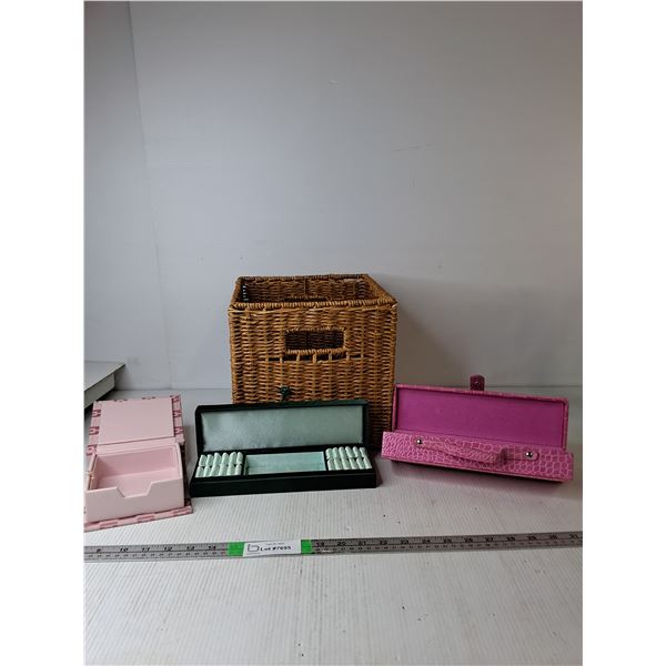 Various Jewlery Boxes, Large Storage Bin 10"x10"x10"