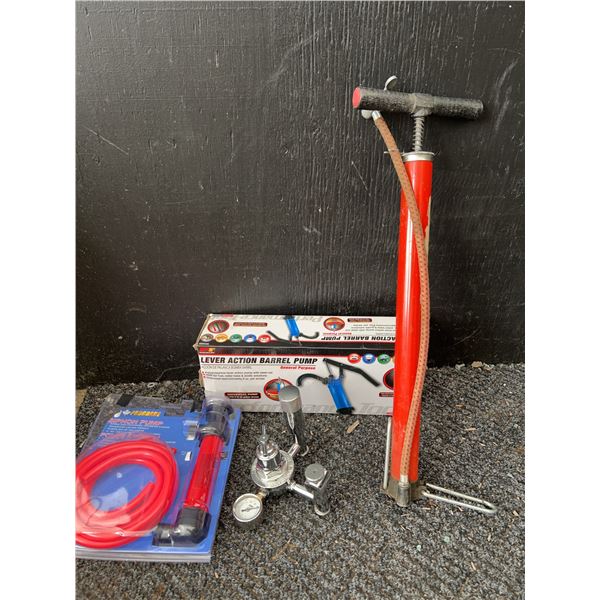 Manual Air Pump, Barrel Pump, Siphon Pump, CO2 Regulator Lot