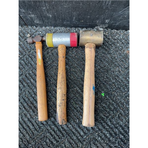 Three Hammers: Ball Peen, Dual-Face, Brass Mallet