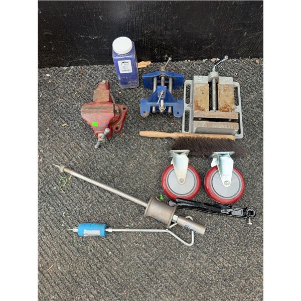 Vises, Casters, Brushes, And Workshop Tools