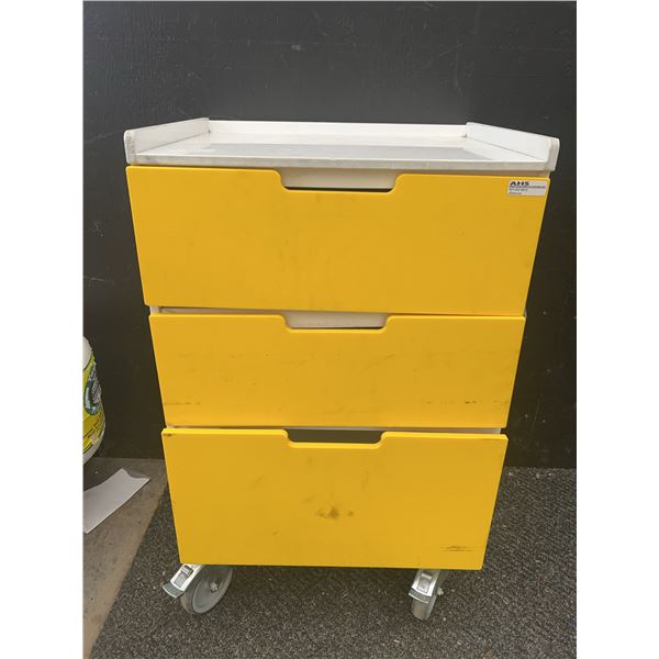 AHS 3-Drawer Yellow Medical Storage Cart on Wheels