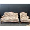Image 1 : Tufted Floral Sofa and Armchair Set with Wood Trim