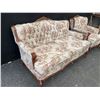 Image 3 : Tufted Floral Sofa and Armchair Set with Wood Trim