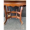 Image 3 : Wood Side Table with Ornate Turned Legs and Casters