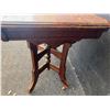 Image 5 : Wood Side Table with Ornate Turned Legs and Casters