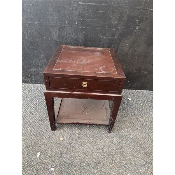 Wooden Side Table With Drawer and Lower Shelf