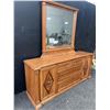 Image 1 : Wooden Dresser With Mirror, 2 Side Cabinets, 6 Drawers