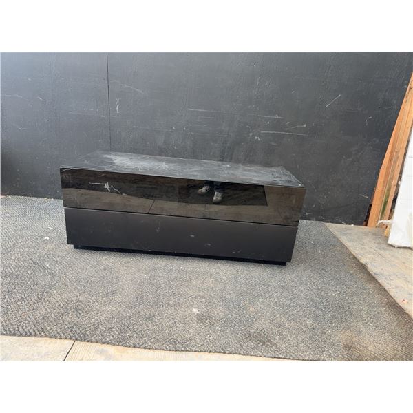 Black Media Console Cabinet with Glass Front