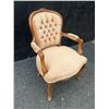 Image 2 : Upholstered Button-Tufted Carved Wood Armchair