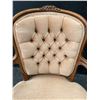 Image 3 : Upholstered Button-Tufted Carved Wood Armchair