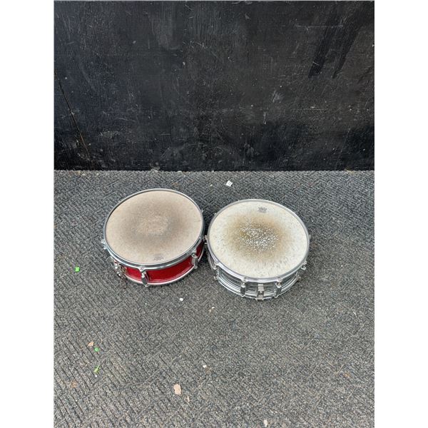 Remo Weather King Snare Drums with Metal and Red Shells
