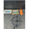 Image 1 : Lot: Framed Bird Print, Nautical Needlepoint, Decorative Plaque, Iron Chandelier