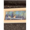 Image 2 : Lot: Framed Bird Print, Nautical Needlepoint, Decorative Plaque, Iron Chandelier