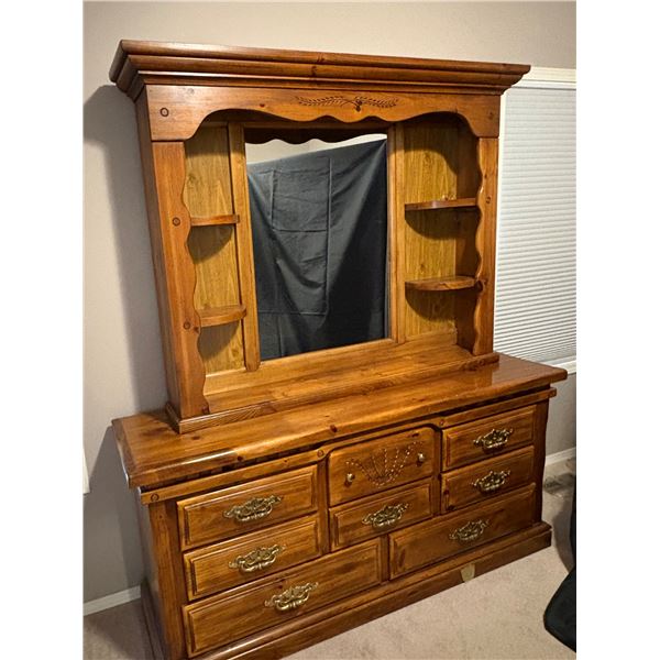 Wooden Dresser with Detachable Mirror Top