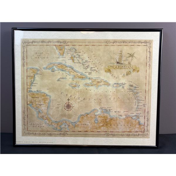 Framed Printed Map of The Caribbean