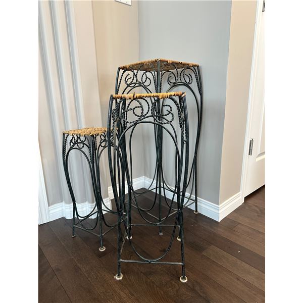 Wicker and Metal Plant Stands