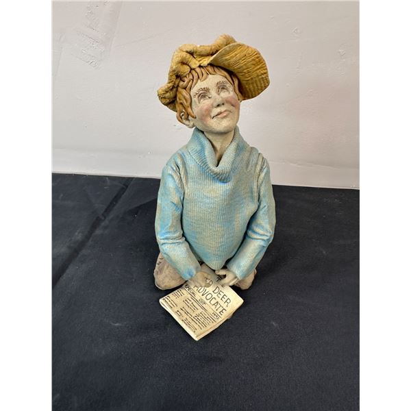 Red Deer News Paper Boy Figurine
