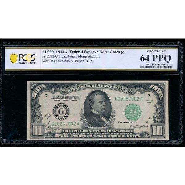 1934A $1000 Chicago FRN PCGS 64PPQ