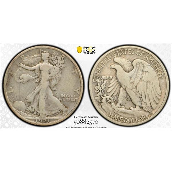 1921-S Walking Liberty Half Dollar PCGS F15