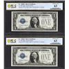 Image 1 : 2 Consecutive 1928A $1 Silver Certificates PCGS 63