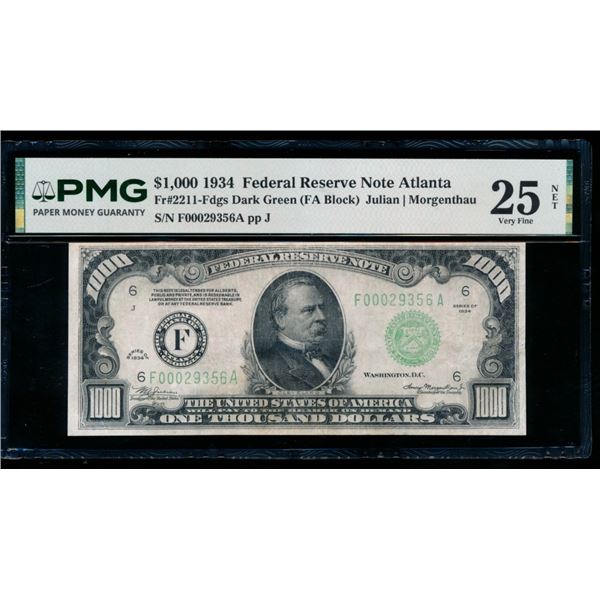 1934 $1000 Atlanta FRN PMG 25NET