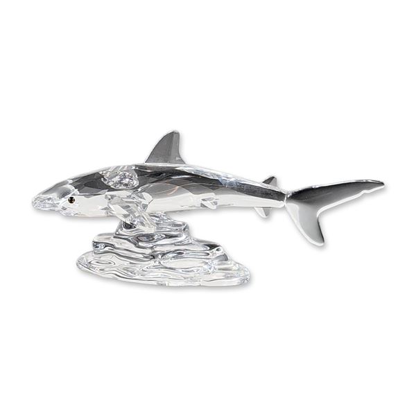 Swarovski Crystal Shark and Wave Figurine