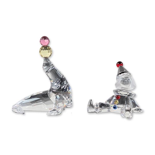 2pc Swarovski Faceted Crystal Figurines Collection
