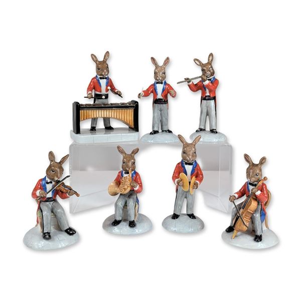 7pc Royal Doulton Porcelain Bunnykins Orchestra Figurines