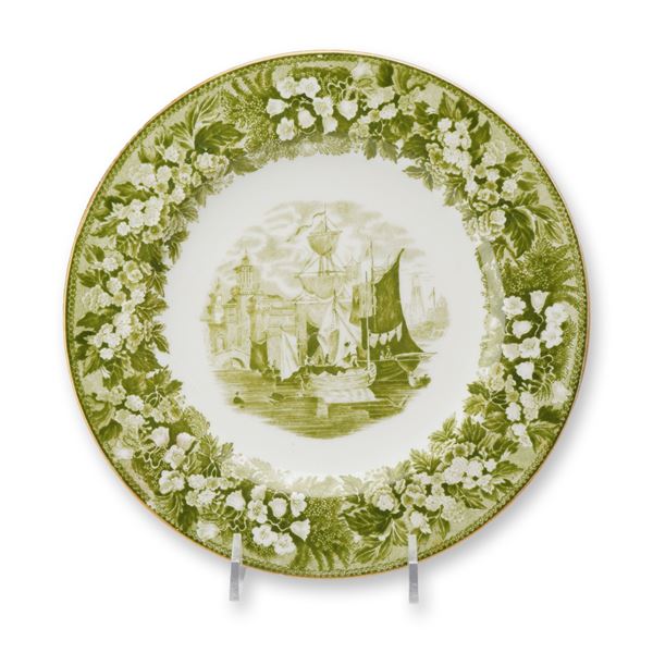 Wedgwood Bone China Ferrara Pattern Green Transfer Printed Plate