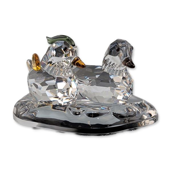 Swarovski Crystal Mandarin Ducks on Pond Figurines