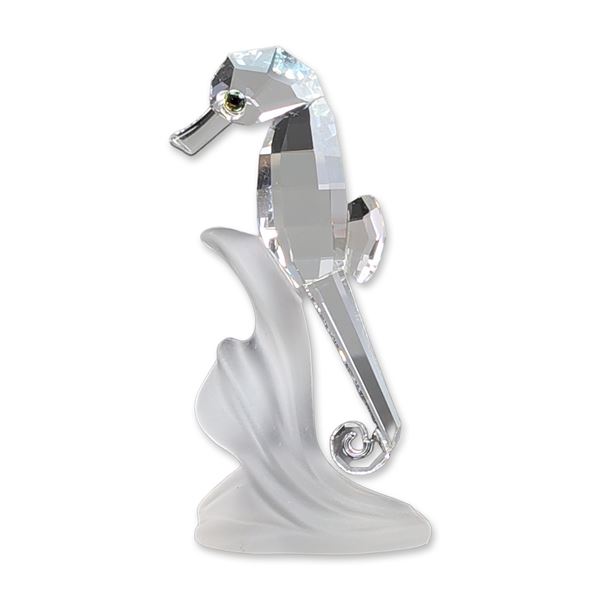 Swarovski Silver Crystal Figurine, Seahorse on Frosted Base
