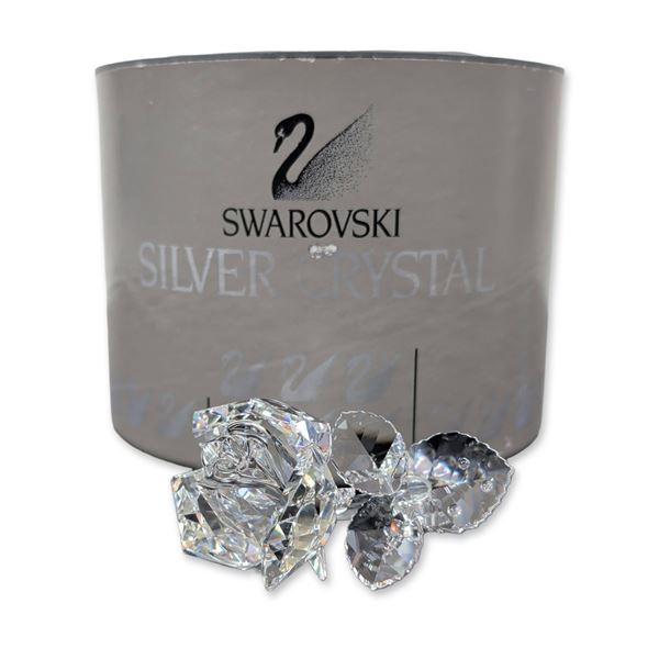 Swarovski Silver Crystal Rose Blossom Figurine