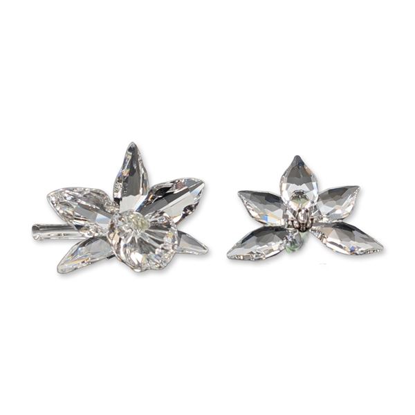 2pc Swarovski Crystal Orchid Flower Figurines