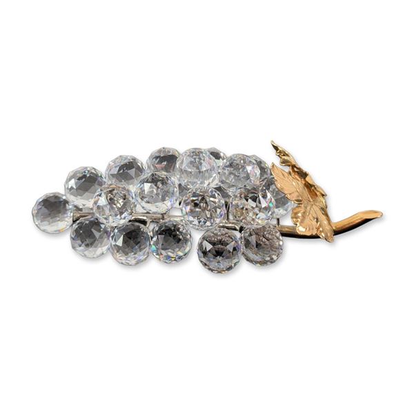 Swarovski Crystal and Two-Tone Metal Grape Brooch