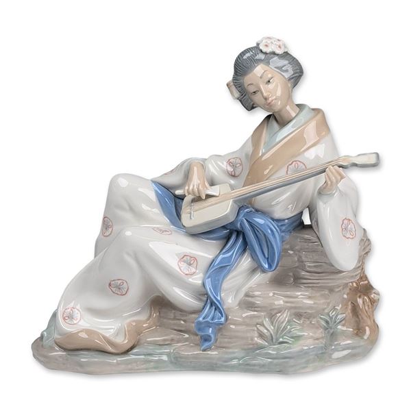 Nao by Lladro Porcelain Figurine, Geisha With Shamisen