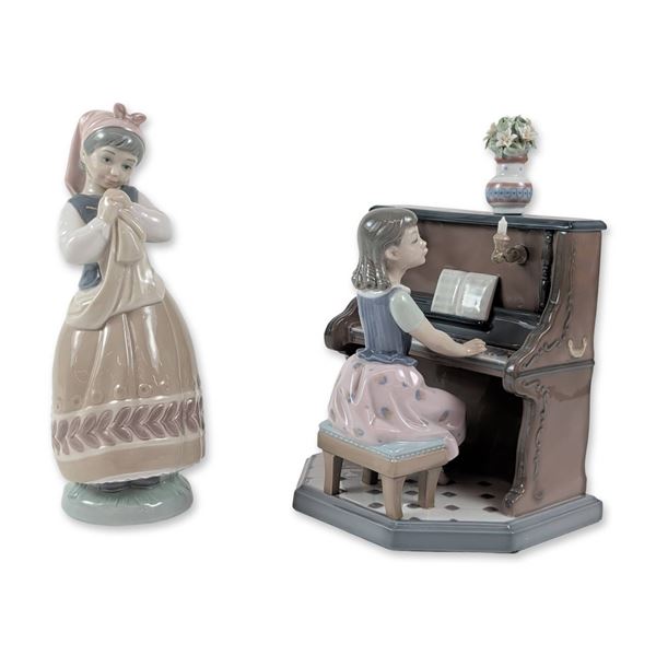 Two Lladro Spanish Glazed Porcelain Figurines