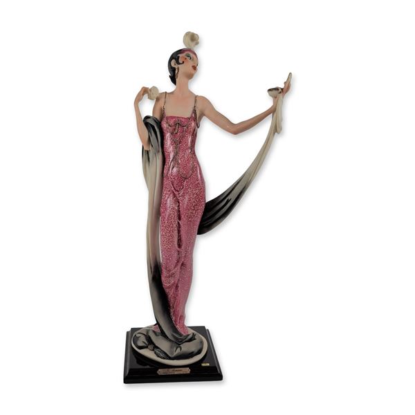 Giuseppe Armani Art Deco Cold Cast Porcelain Lady with Powder Puff