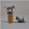 Image 2 : 2pc Figural Dog Bottle Stopper and Rawcliffe Pewter Miniature Figurine by P. Davis