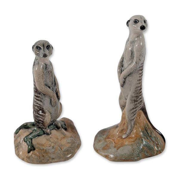 2pc John Beswick Ceramic Meerkat Figurines