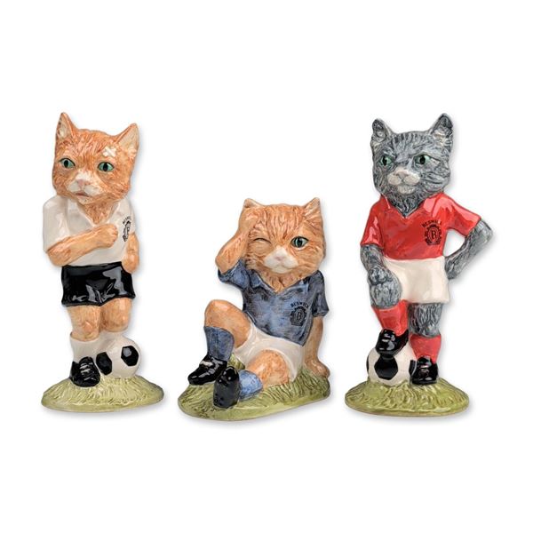 3pc Beswick Footballing Felines Ceramic
