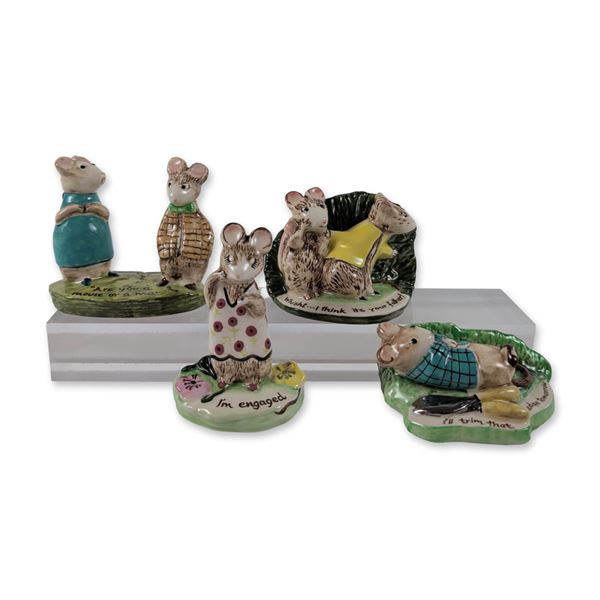 4pc Beswick Kitty MacBride Mouse Figurines