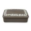 Image 1 : Wedgwood Embossed Queen's Ware Taupe and White Grapevine Trinket Box