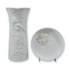 Image 1 : 2pc Wedgwood White Glazed Porcelain John Bromley Vase and Petal Tray