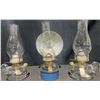 Image 1 : Three Glass Oil Lamps With Metal Parts