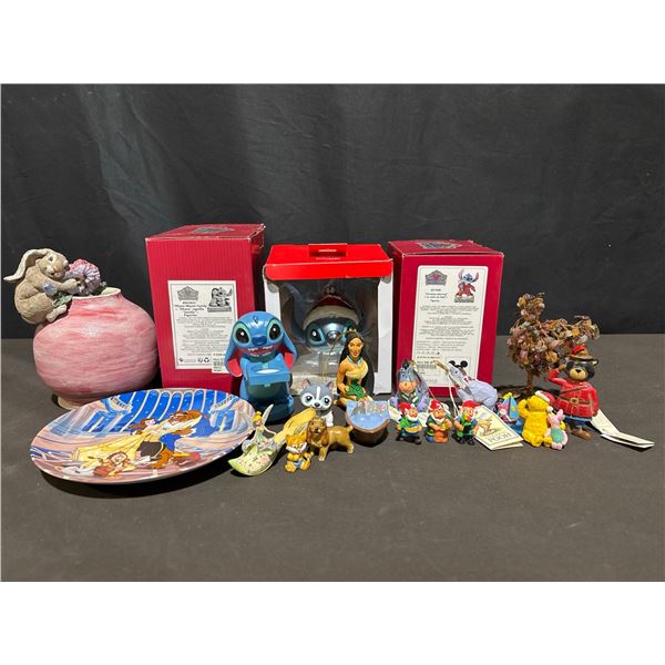 Disney Collectibles Lot With Ornaments, Plate, Figurines & Decor