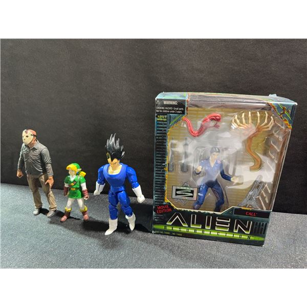 Action Figures Lot: Jason Voorhees, Link, Vegeta, Alien Resurrection Call